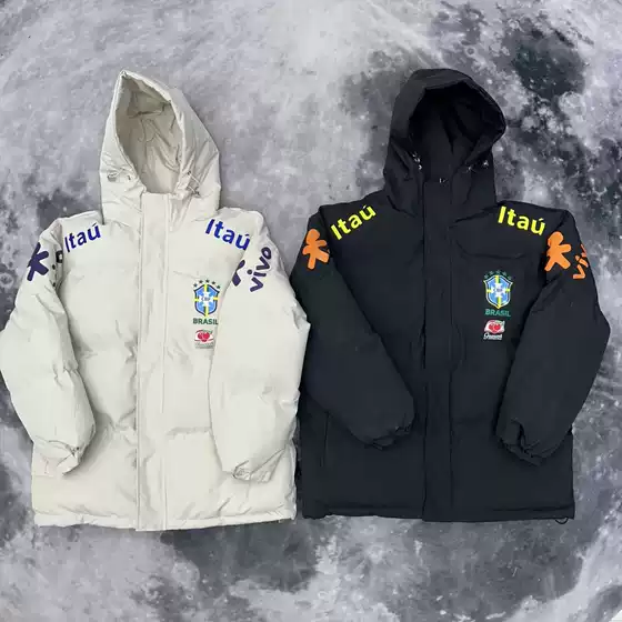 Football Brazilian Team Jacket, Warm and Windproof Cotton Coat, Same Style as Neymar