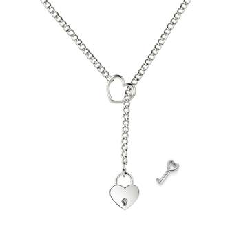 New Fashion Love Lock Peach Heart Necklace Stainless Steel Plated silver Necklace Punk Gothic Cuban Necklace