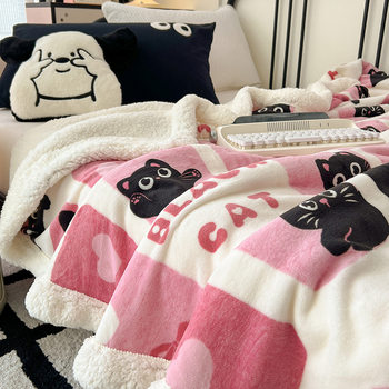 Class A Maternal and Infant Grade Lamb Fleece Blanket Ins Style Multifunctional Quilt Cover Blanket Student Cartoon Milk Fleece Sofa Blanket