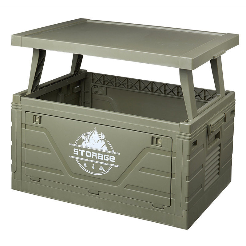 Outdoor Camping Box Car Trunk Storage Box with Table Board Side-Opening Camping Extra-Large Capacity Organizer Storage Box