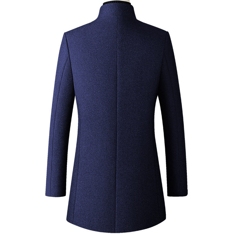 Mens Wool Overcoat Mid Length Business Style Available in Navy Blue Gray Black Burgundy Wholesale Low MOQ