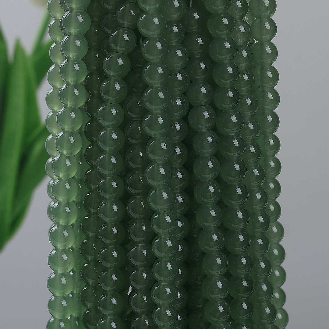 玻璃仿玉圆珠纯色散珠手工diy玉髓手链项链散珠子琉璃珠饰品配件