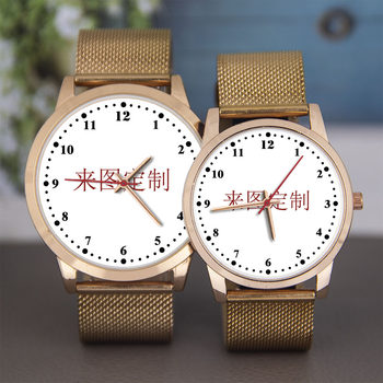 Global Dropshipping Customized Dial Pattern Quartz Watch Alloy Case Stainless Steel Leather Strap Optional
