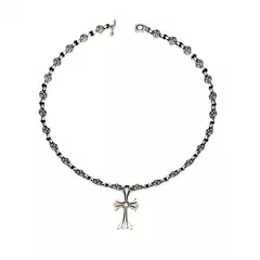 European and American Cross-Border Personalized Street Hip-Hop Nightclub Trendy Brand Cross Necklace Handmade Chain Vintage Pendant Sweater Chain