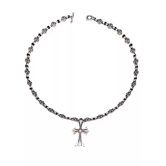 European and American Cross-Border Personalized Street Hip-Hop Nightclub Trendy Brand Cross Necklace Handmade Chain Vintage Pendant Sweater Chain