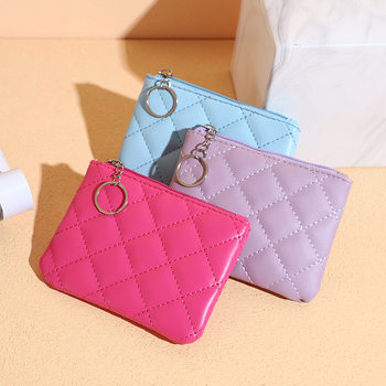 [in stock wholesale] 2022 embroidered diamond PU coin purse bag multi-function key card coin storage bag