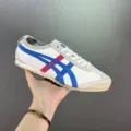 Leather surface-white, blue and red