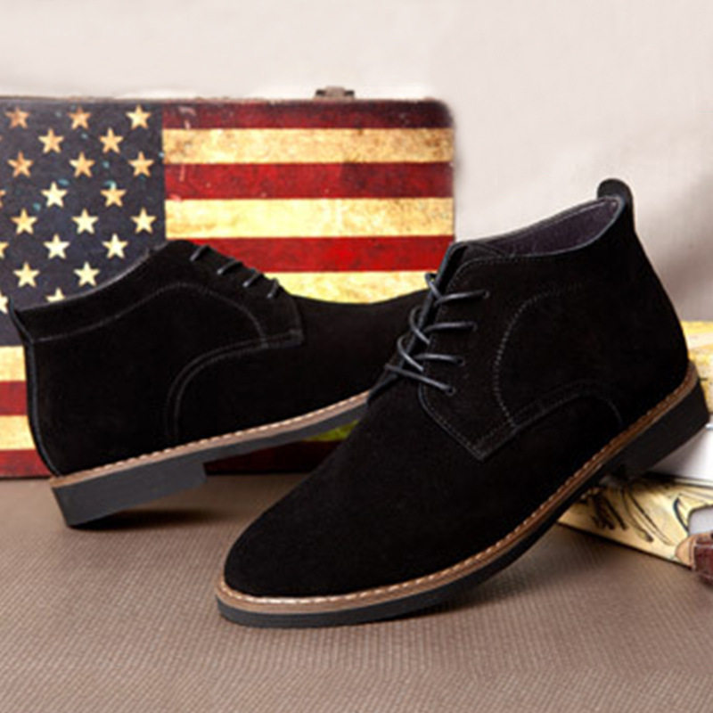 Genuine Leather High-Top Men's Shoes