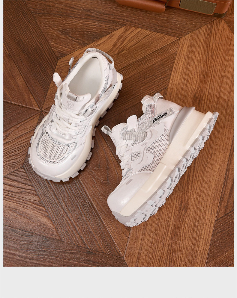 Giày sneaker nữ chunky đế dày lưới thoáng khí phong cách Forrest Gump — Xanh dương, Vàng, Trắng chi tiết 19