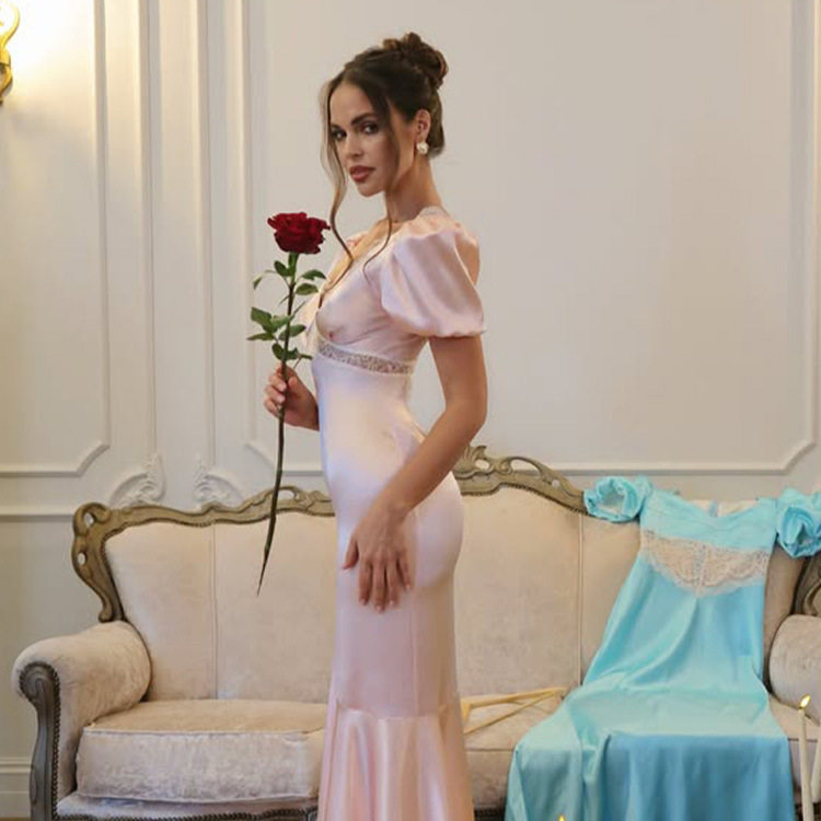 Elegant Mermaid Dress V Neck Lace Panel Bodycon Fit French Court Style for Formal Events Wholesale Available
