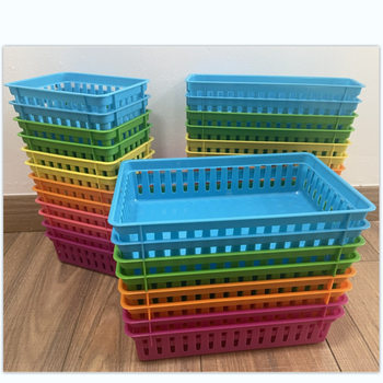 Cross-border dedicated stationery basket multi-specification student office stationery storage basket square strip jewelry storage basket