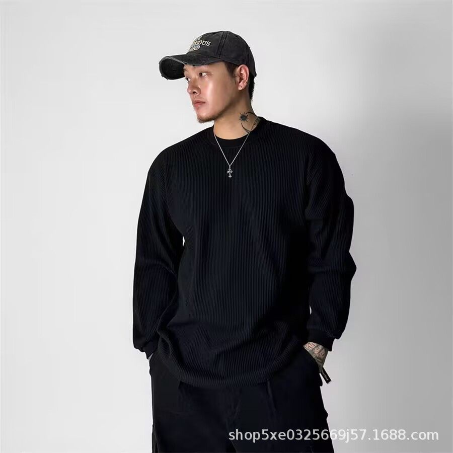 スリット裾袖スウェットシャツ ブラック