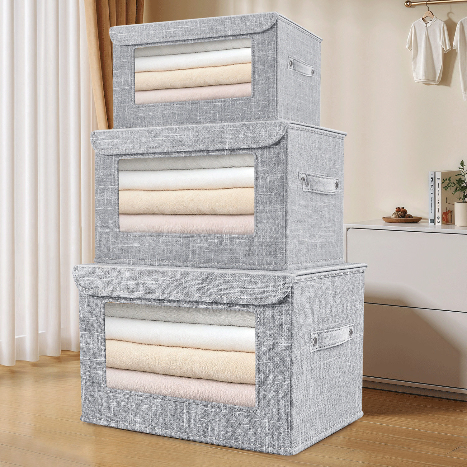 Factory Wholesale Cross-Border Cotton and Linen Storage Box with Lid Foldable Desktop Organizer Toy Clothes Wardrobe Storage Box