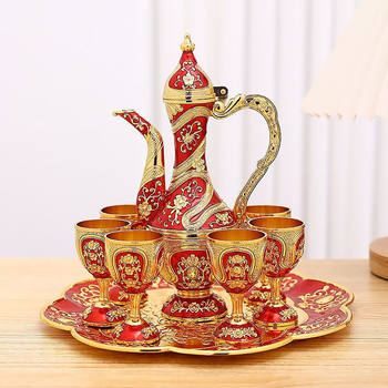 Household High-end European-style Palace Leather Winery suit Vintage Wine Pot Creative Wine Glass Wedding Gifts Decoration Ornaments