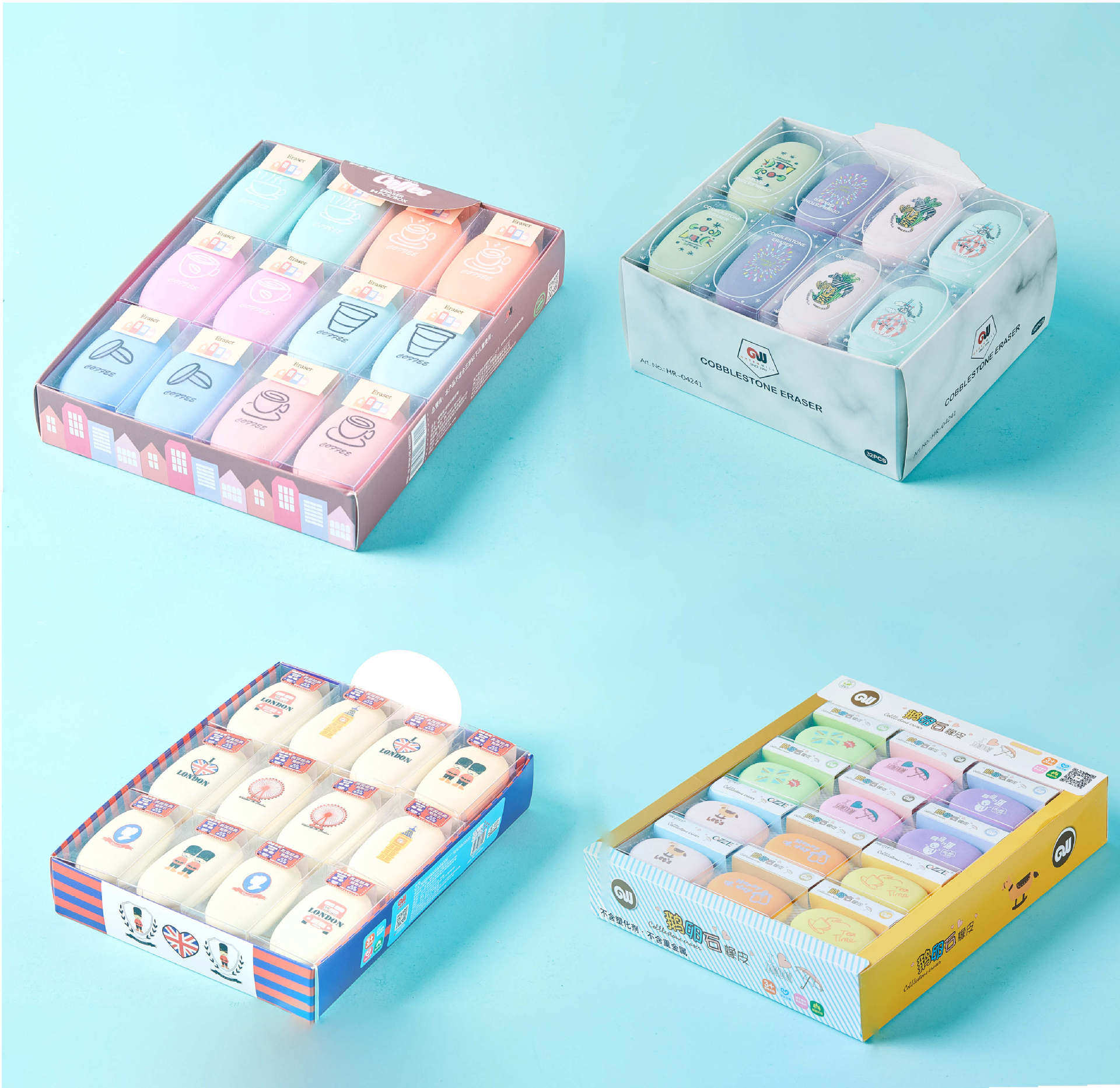 Cute Creative Learning Supplies Heron Eraser Pebble Series Eraser Prizes for Primary School Students