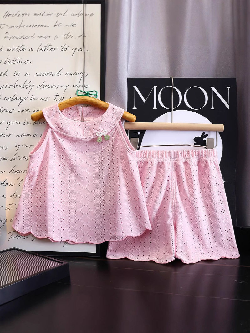 Korean Princess Style Kids' Thin Vest, Cute Baby Girl Sleeveless Halter Top, Cool Breathable Set