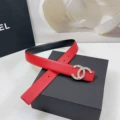 3.0cm wide black with red small diamond silver buckle