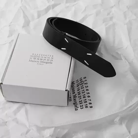 Margiela style belt Magila belt men's and women's belt four-corner head layer cowhide young men's pants belt fashion