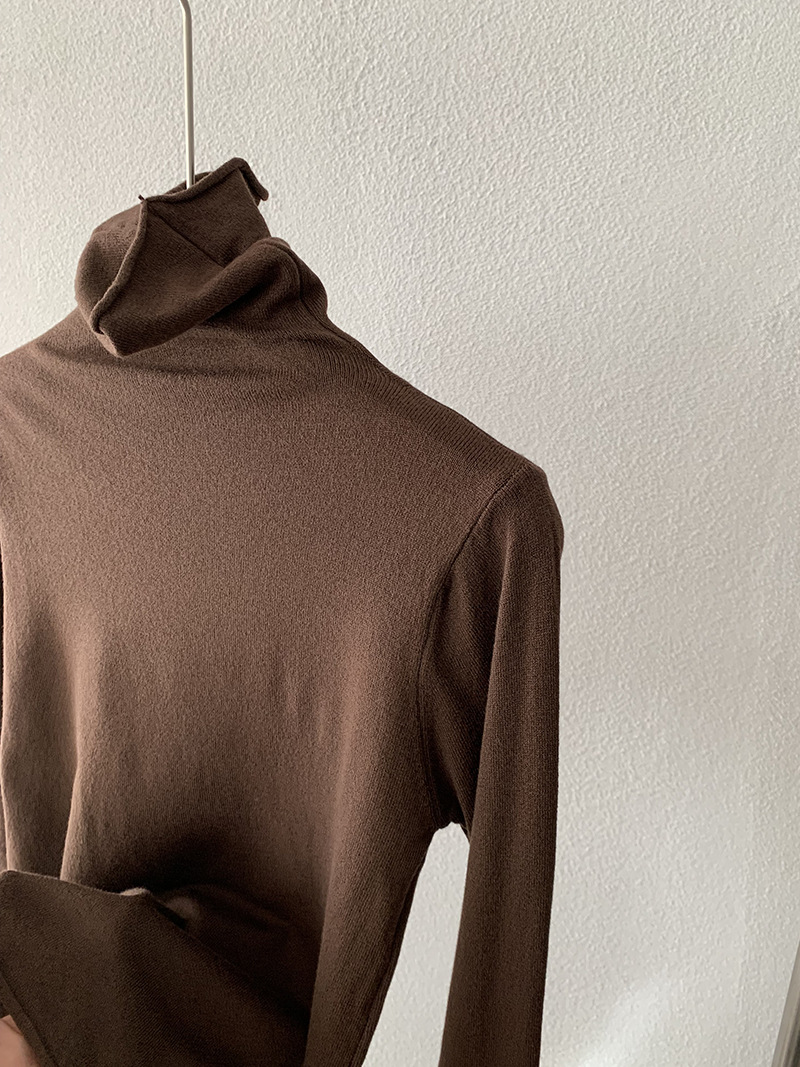 欧玛莱 柔软堆堆领纯色长袖安迪绒修身显瘦针织打底衫上衣女 4793