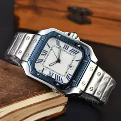 Cartier Business Square Steel Strap Popular Full-Function Chronograph Quartz Men's Luxury Simple Business Quotation Chronograph Hand