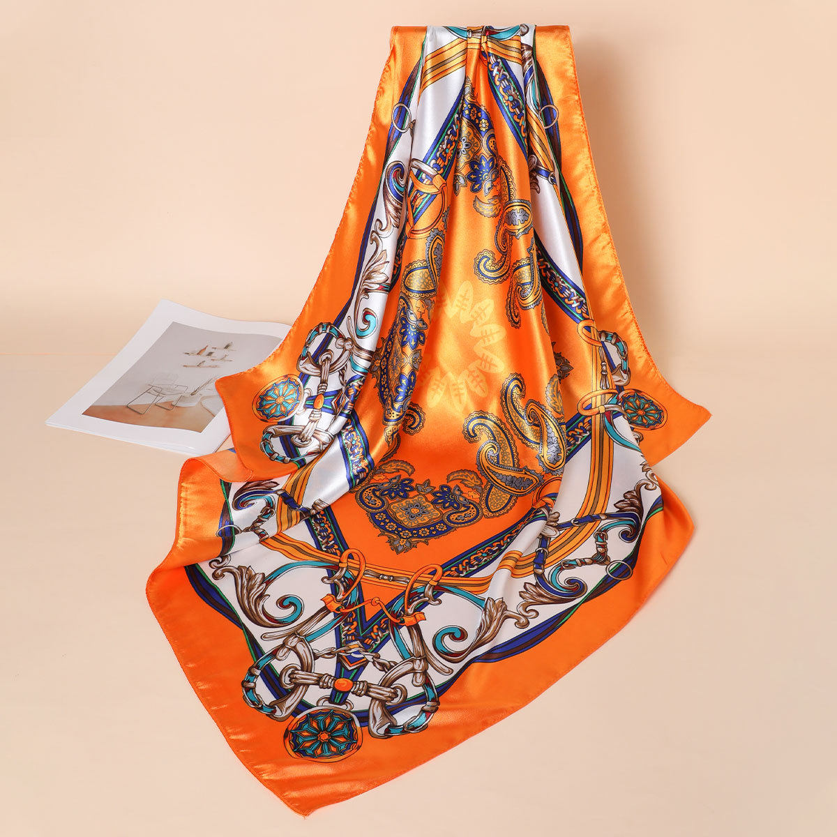 retro chain 90 printed headscarf new ladies large square scarf