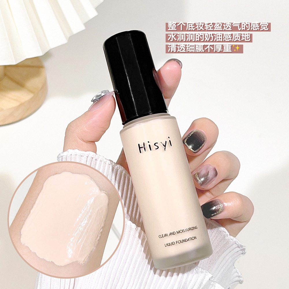 HISYI Clear and Moisturizing Foundation Liquid Not Sticking Powder Naturally Brightens Skin Color Lightweight Makeup Isolation BB Cream Makeup Front Milk
