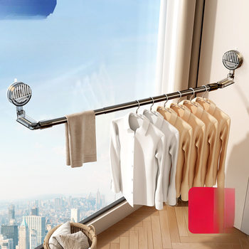 Balcony Clothes Drying Rod Telescopic Punch-Free Suction Cup Balcony Home Bay Window Indoor Drying Quilt Free Shipping