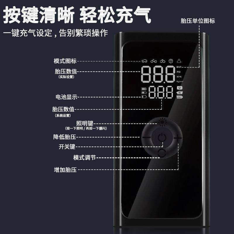 Wireless Car Air Pump Portable Car Air Pump Car Tire High Pressure High Power Automatic Air Pump