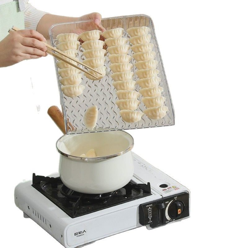 New Large-Capacity Quick-Frozen Special Tray Cover Curtain Household Storage Box Plastic Dumpling Box Narrow Edge Multi-Layer Dumpling Curtain
