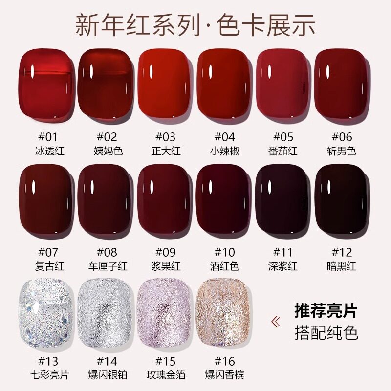 Ennishi Red Nail Polish 2025 New Cherry wine red Popular New Year Red Light Therapy for Nail Art Shop