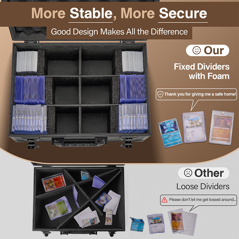 New Star Card Collection Box with Key Lock, Portable 35Pt Magic Card Storage Box, Aluminum Box, Same Style as Amazon