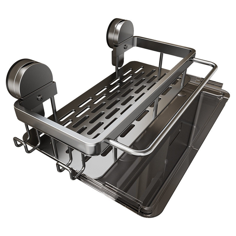 Punch-free Sink Rack Wall-mounted Sink Finishing Supplies Storage Rack Space Aluminum Sucker Kitchen Drain Storage Rack