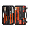 Amazon Stainless Steel Wooden Handle Outdoor Camping Baking Tool suit Plastic Rubber Box 19-Piece Combination BBQ Tool