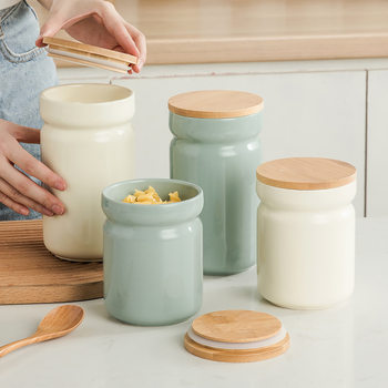 Nordic ceramic sealed jar coffee jar tea jar with lid household food storage box kitchen supplies storage bottle