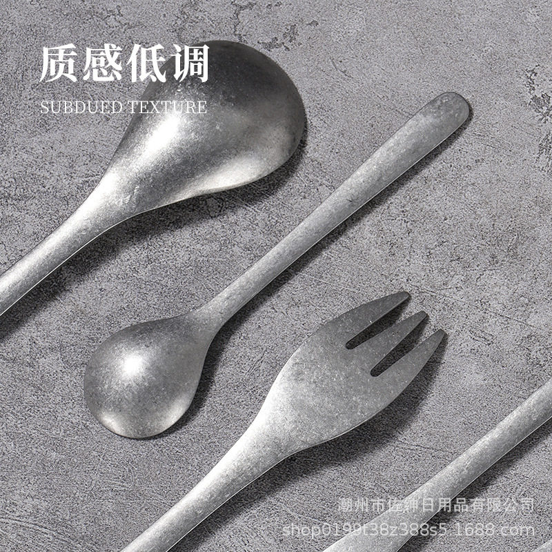 Retro tableware high-looking Western food knife, fork and spoon five-piece ins304 stainless steel dessert spoon cake fruit fork