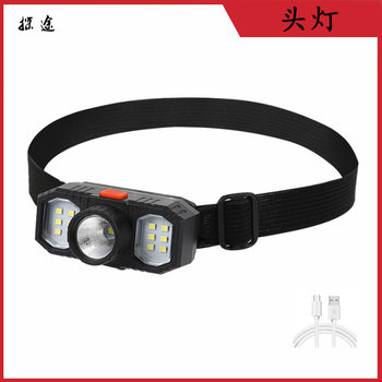 New LED strong light headlamp USB charging outdoor night running headlamp long-range probe light riding head-mounted flashlight