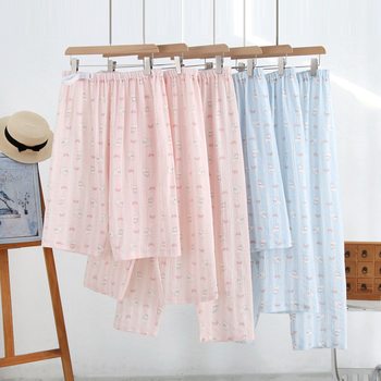 Pregnant Women's Adjustable Pajama Pants Cotton Crepe Cartoon Spring and Summer Trousers Pregnant Period Home Pants Trousers