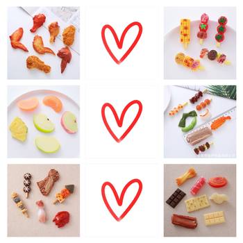 simulation barbecue string chicken wings chicken legs fruit food model diy hairpin jewelry hole shoes resin accessories