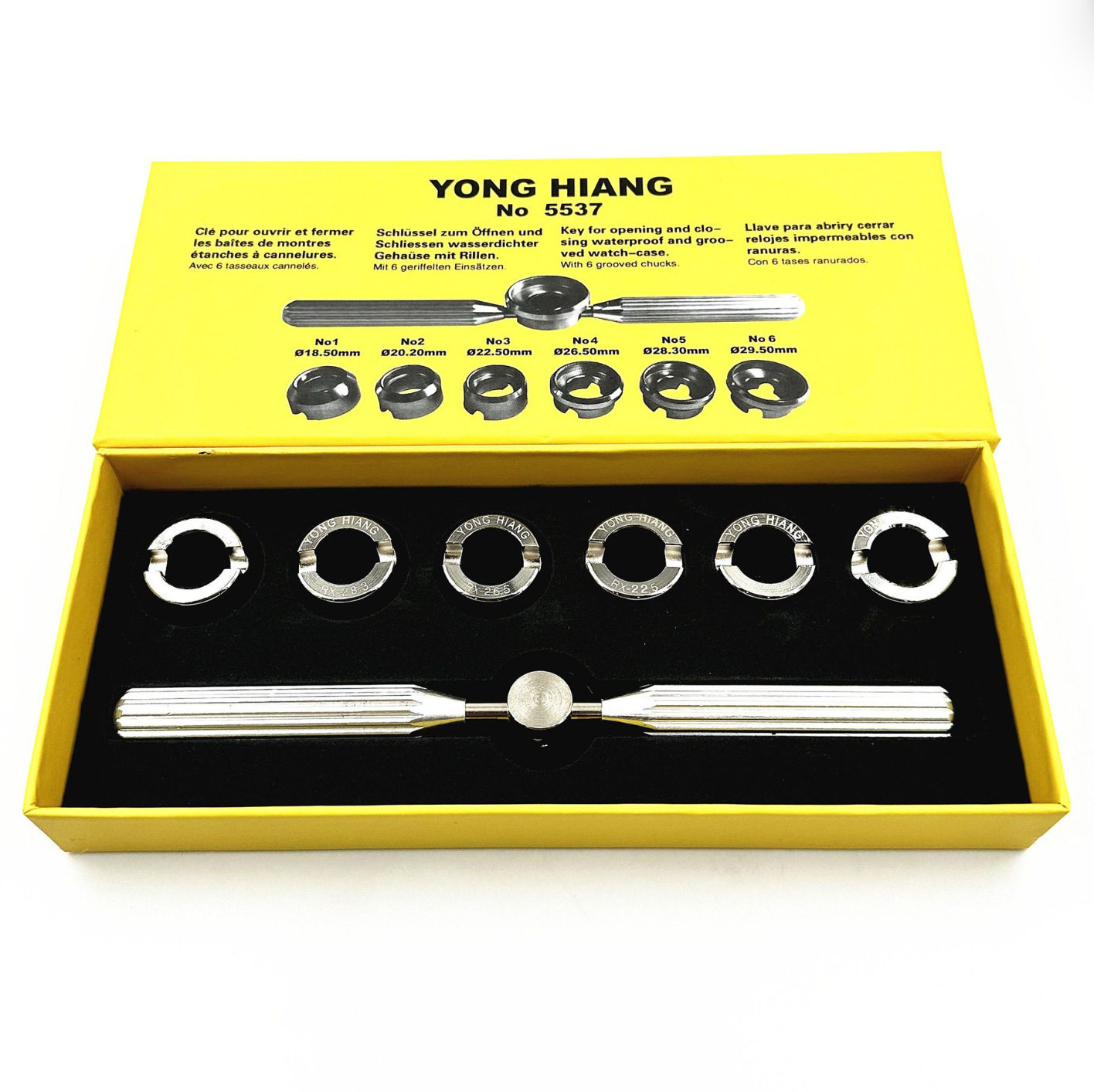 Watch Repair Tool 5537 Watch Opener with 6 Heads, Open the Back Cover, Switch the Watch Back Cover, Suitable for Grooved Screw Bottom Cover