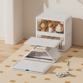 Transparent Foldableing Storage Box Organizer with Lid Large Camping Style Quilt Clothes Toys Plastic Student Dormitory Storage