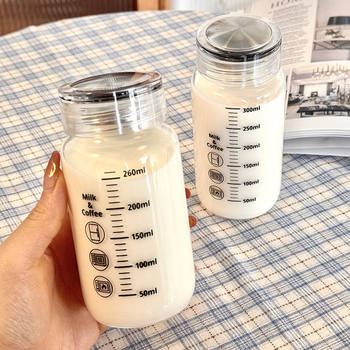 Milk Cup Household Portable Takeaway Student Coffee Cup Soy Milk Glass Microwave Scale Water Cup Milk Powder Cup