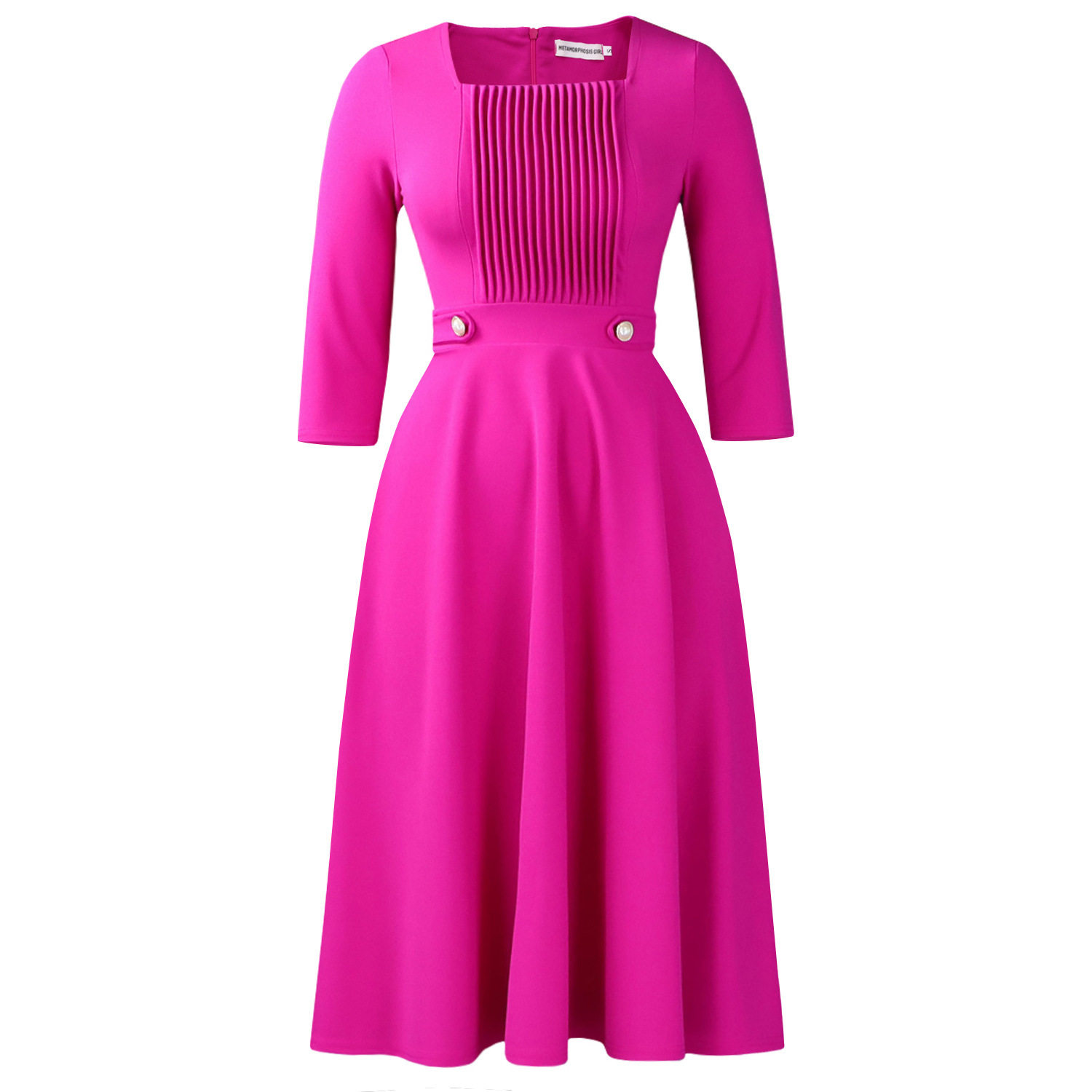 Plus Size Womens Dress Elegant Solid Color Ruffled Design Square Neck High Waist Fashion for Casual Occasions