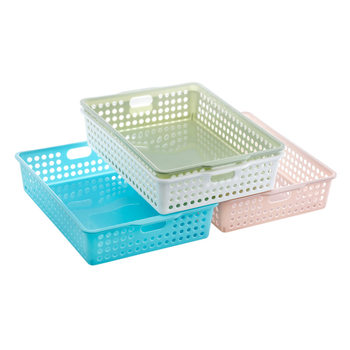 Supermarket goods plastic basket sundries basket rectangular plastic storage vegetable basket plastic storage basket