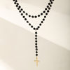 European and American Cross-border Personality Retro Crystal Beaded Clavicle Chain Diablo Party Niche Multi-layer Cross Pendant Necklace