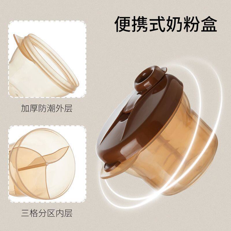 Portable Three-Compartment Rotating Milk Powder Compartment Multi-Layer Storage Box with Lid Moisture-Proof Food-Grade Material Resistant to Falling Snack Box