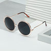 Korean fashion metal double ring sunglasses reflective HD color film sunglasses men and women fashion sunglasses wholesale