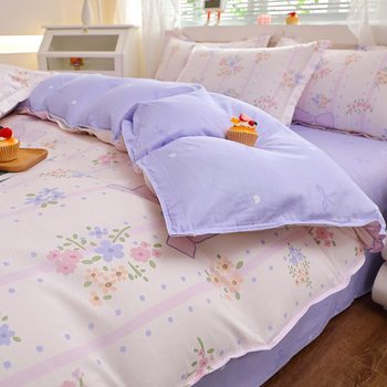 Four-piece cotton washed cotton student three-piece long-staple cotton bed sheet cotton quilt cover bedding factory wholesale