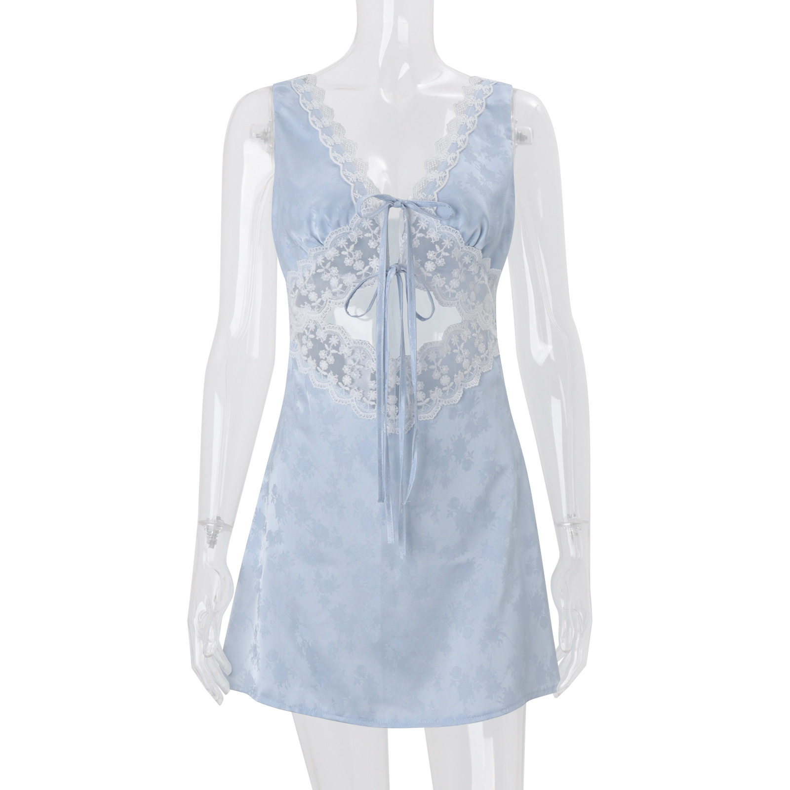 Lace Trimmed Sheer Slip Dress Sweet Elegant Feminine Style Perfect for Spring Occasions Wholesale Available