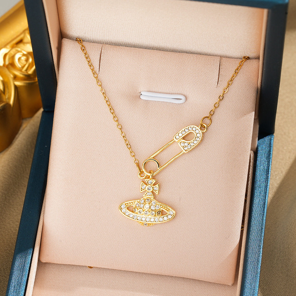 430 ペーパークリップ サターン ネックレス - ゴールド