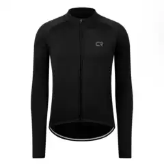 Men's fleece-lined cycling suit winter long sleeve fleece cycling suit lining sanding warm black